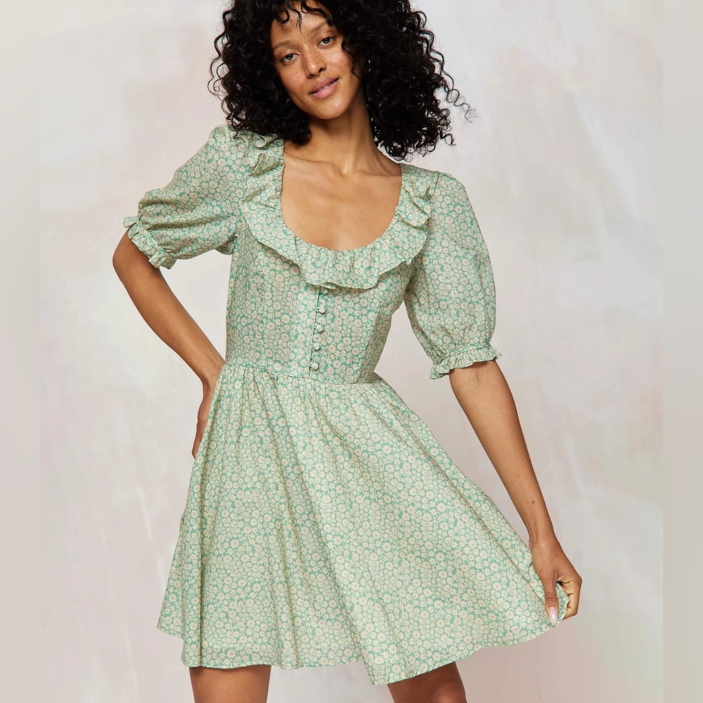 Christy Dawn Delia Dress in Green Climbing Daisy size small